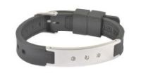 Bio Band - Black on Silver with Stones